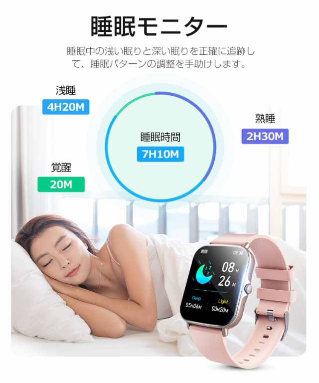 スマートウォッチ 血圧測定 睡眠モニター - 腕時計(デジタル)