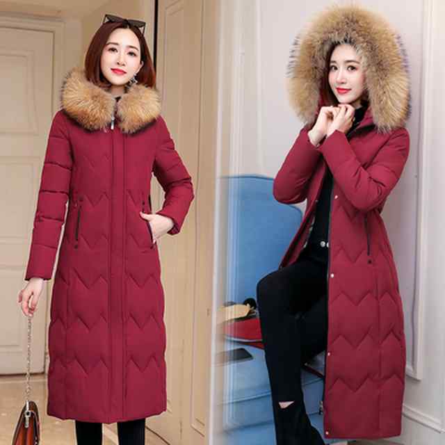 ダウンコート レディース ロング ダウン コート ダウンジャケット アウター 上着 大きいサイズ ファーフード パーカー エコファー シンプル カジュアル ガーリー 暖かい 防寒 細見え 着痩せ効果 体型カバー 新作 人気 無地 ウィメンズの通販は