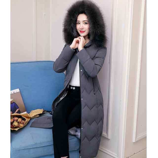ダウンコート レディース ロング ダウン コート ダウンジャケット アウター 上着 大きいサイズ ファーフード パーカー エコファー シンプル カジュアル ガーリー 暖かい 防寒 細見え 着痩せ効果 体型カバー 新作 人気 無地 ウィメンズの通販は