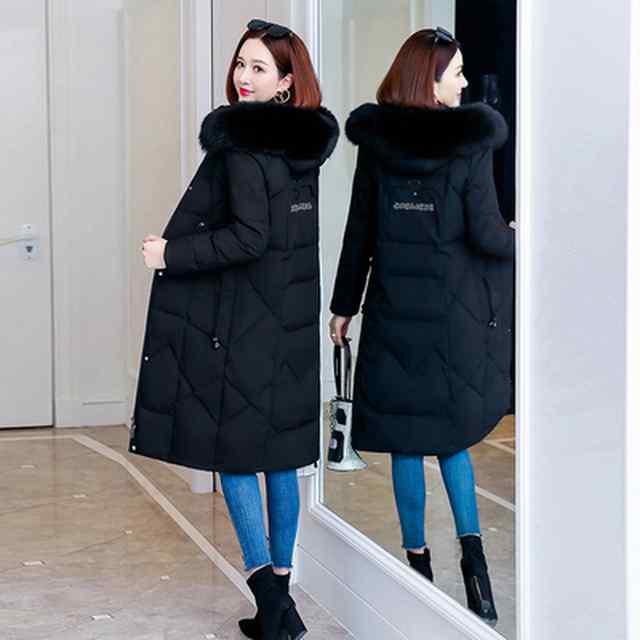 ダウンコート レディース ロング ダウン コート ダウンジャケット アウター 上着 大きいサイズ ファーフード パーカー エコファー シンプル カジュアル ガーリー 暖かい 防寒 細見え 着痩せ効果 体型カバー 新作 人気 無地 ウィメンズの通販は