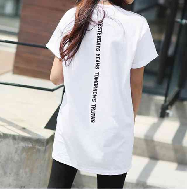カットソー レディース Tシャツ半袖 ロンT トップス シンプル 大きい サイズ 春 夏 秋 薄手 シルエット ミドル 丈 ライン フロント ポケット バックロゴ T シャツ デザイン リゾート アクティブ コットン素材 パンツ レギンスの通販は