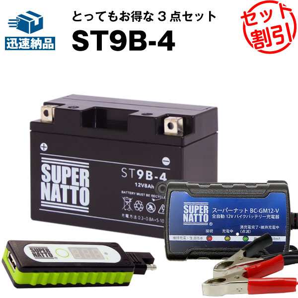 ◇お得3点セット【バッテリー+充電器+スマホUSBチャージャー】YT9B-BS