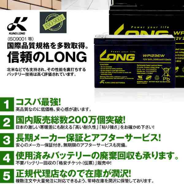 WP1236W（産業用鉛蓄電池）□□LONGSmart-UPS 750 など対応