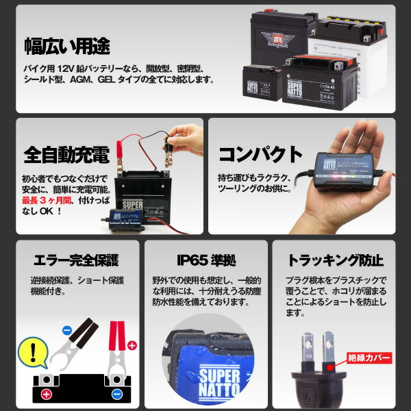 バイクバッテリー充電器+GSユアサYTZ12S セット 【バイクバッテリー】■■STZ12S、GTZ12S、FTZ12Sに互換■■ボルティクス・スーパーナット【特別割引】フォルツァ,フェイズ,シャドウファントム,シャドウ750,VFR,CBR1100XX ブラックバード,VTR1000F ファイアストーム_11