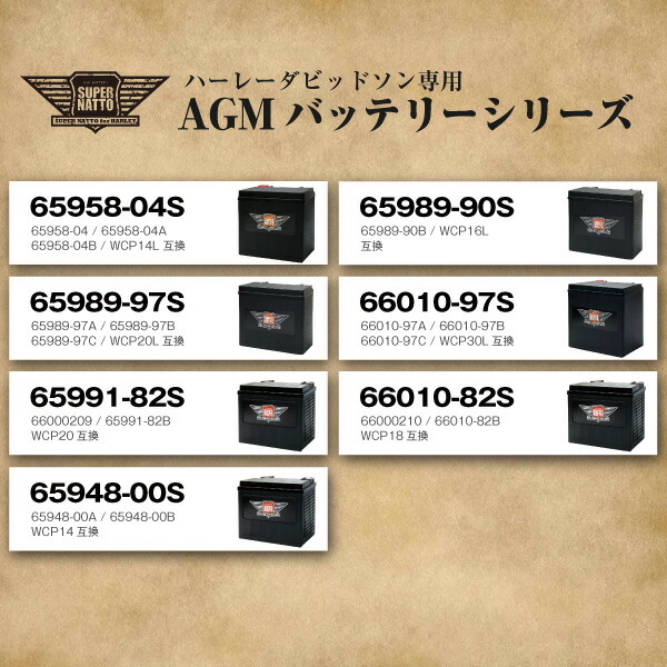 ハーレー専用AGMバッテリー 65989-90S□バイクバッテリー□65989-90A