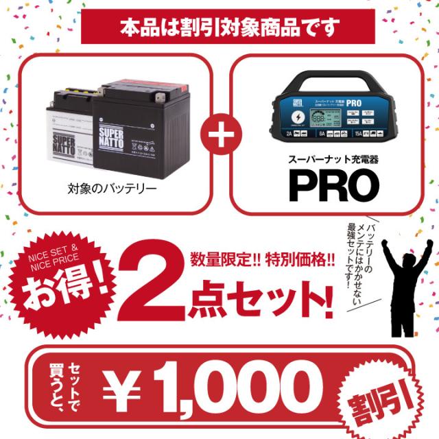 ハーレー対応 充電器＋AGMバッテリー 65989-90S セット■バイクバッテリー■65989-90A 65989-90B 65989-90C互換■スーパーナット充電器PRO 12V・スーパーナット■【新品】_1