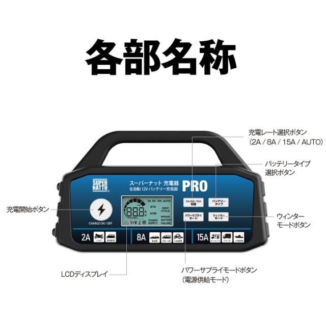 自動車用バッテリー充電器 メンテナンス充電器 スーパーナット充電器