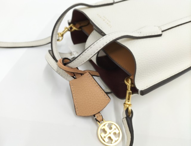 中古】TORY BURCH ペリーミニ 2WAYハンドバッグ レザー ホワイト