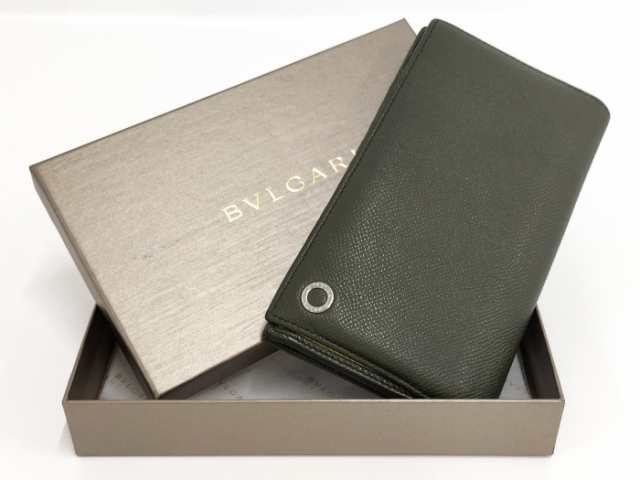 中古】BVLGARI ブルガリブルガリマン 二つ折り財布 レザー カーキ ...