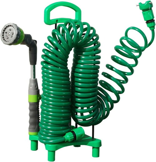 首振りガーデンコイルホース スタンドセット　h548（ピンク/グリーン）の通販は 6,160円