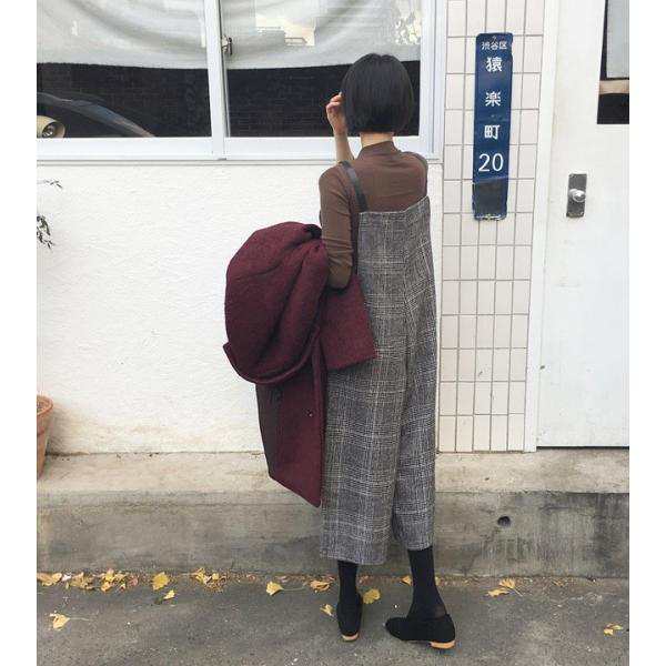 パンツ サロペット オーバーオール ガウチョパンツ ウール オールインワン 大きいサイズ 体型隠し ゆったり 体型カバー つなぎ コンビネゾン シック 秋冬物の通販は
