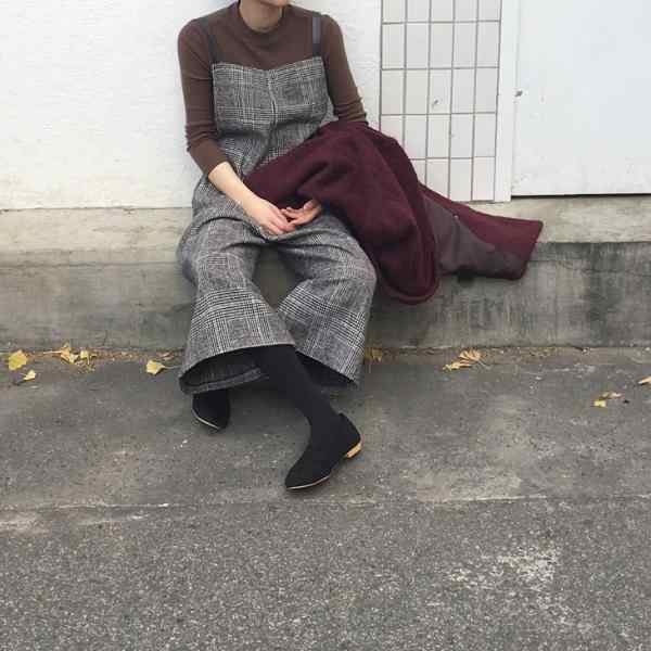 パンツ サロペット オーバーオール ガウチョパンツ ウール オールインワン 大きいサイズ 体型隠し ゆったり 体型カバー つなぎ コンビネゾン シック 秋冬物の通販は