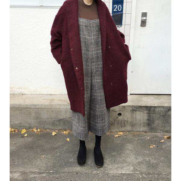パンツ サロペット オーバーオール ガウチョパンツ ウール オールインワン 大きいサイズ 体型隠し ゆったり 体型カバー つなぎ コンビネゾン シック 秋冬物の通販は