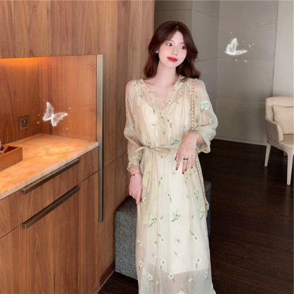 ふんわり花柄 シフォン衣装+キャミワンピ ゆったり絵図面 体型取りまかなう 花柄シフォン衣装 格好のいい 一般受け商いもの 貨物輸送無料