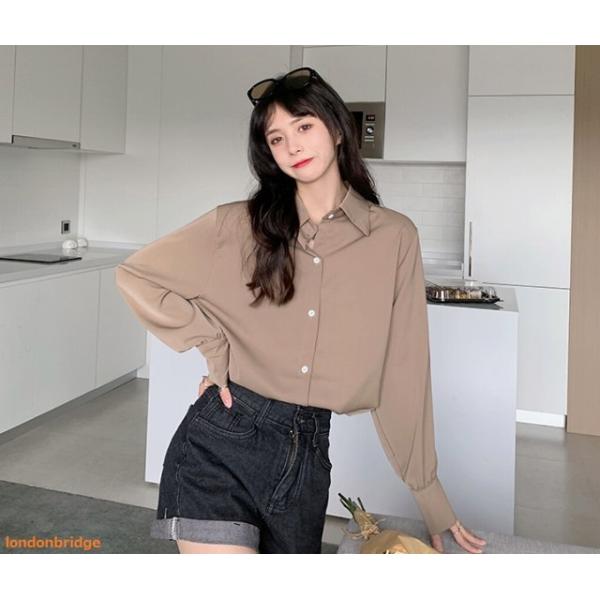 ギャザーブラウス 通勤OL オフィスカジュアル とろみシャツ 春秋服韓国 シャツブラウス お洒落 着やせスきれいめ フロントタックブラウス レディース 長袖ギャザーブラウス 通勤