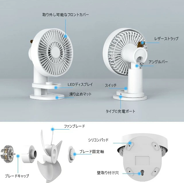 クリップ扇風機 サーキュレーター 自動首振り 充電式 風量無段階 リモコン付き 超静音 卓上扇風機 強力 USB 充電式 クリップ式 180°回転  小型 ミニの通販はau PAY マーケット - Lien | au PAY マーケット－通販サイト