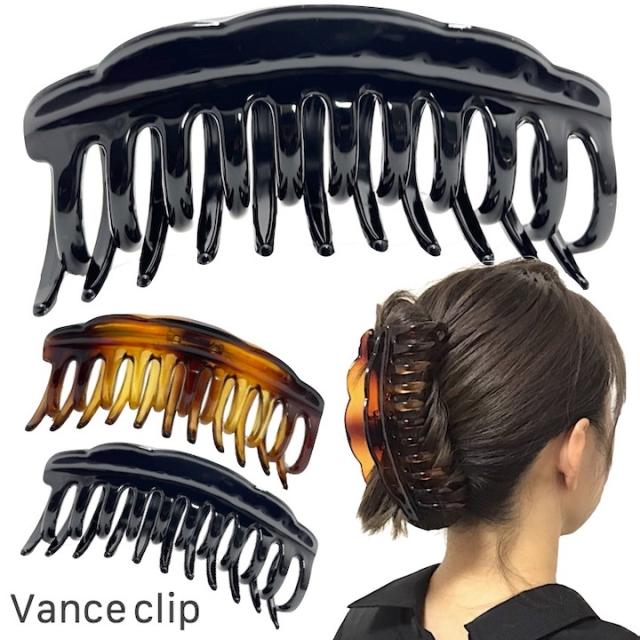 バンスクリップ 大きめ ヘアクリップ 髪留め 大きい べっ甲 黒