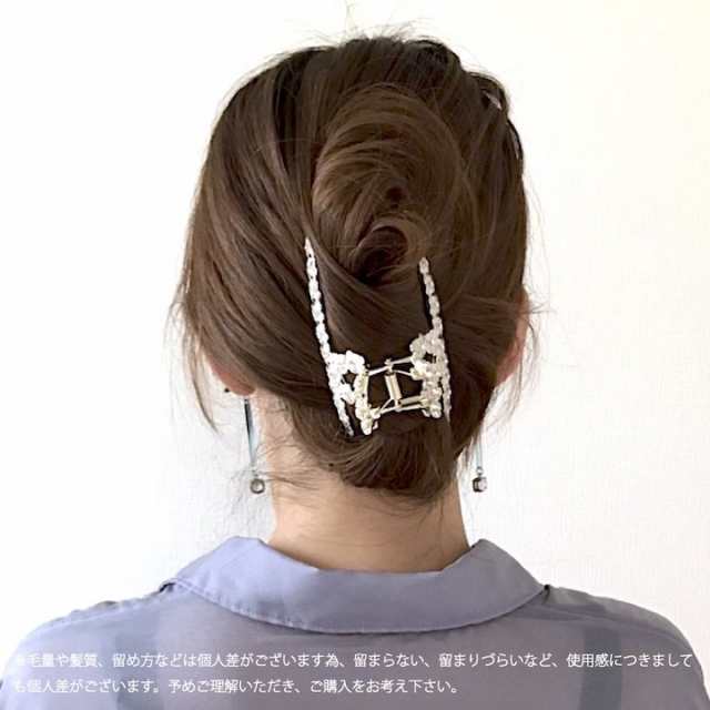 ヘアクリップ バンスクリップ 髪留め 花 ループ ブラック ホワイト 黒