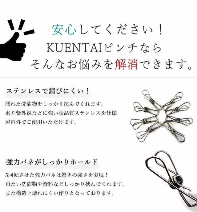 ステンレス製 洗濯バサミ 40個セット 5.5cm ピンチ クリップ 収納用品