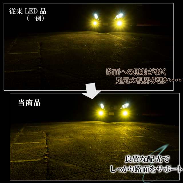 LEDフォグランプ イエロー H8 H11 H16 LED バルブ 車検対応 黄色