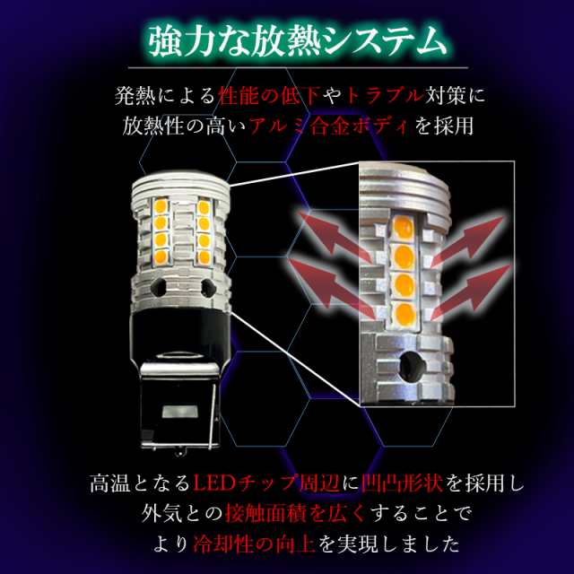 ワゴンR MH23S MH34S LEDウインカー T20 ハイフラ 防止 抵抗 内蔵 T20ピンチ部違い 爆光型 バルブ 左右 2個 セット 明るい  LED ウィンカ