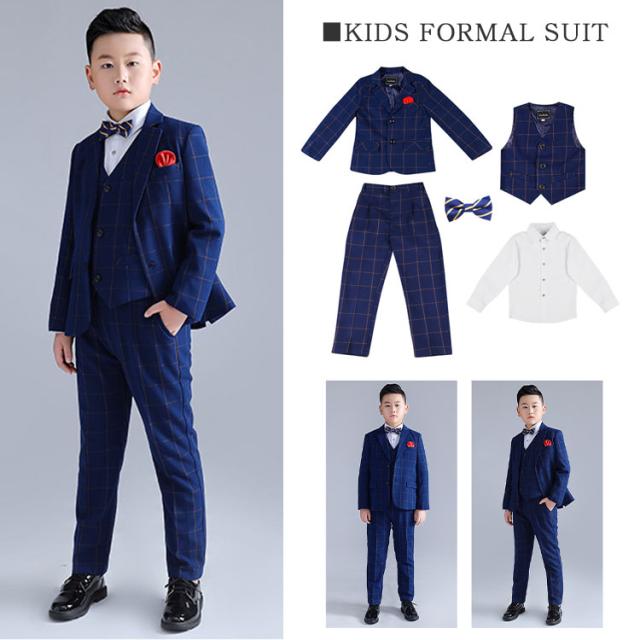 卒業式 スーツ 子供 フォーマル 男の子 大きいサイズ b体 キッズ スーツ フォーマルスーツ 子供スーツ おしゃれ 無地 幼稚園 小学生 制服 入学式 卒園式 お受験 発表会 結婚式 ネイビー  130 140 150 160 170 180_1