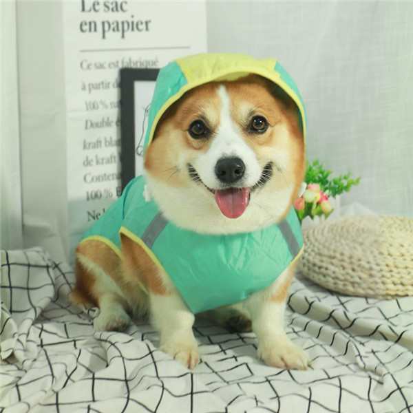 コーギー用 レインコートドッグウェア 軽量 犬雨具 犬服 ペットポンチョ 4本足 ラウンドショルダー袖 フルカバータイプ犬用レインコート 反