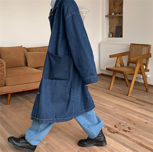 デニムコート ジャケット ロング丈 Gジャン メンズ トレンチコート ジージャン ヴィンテージ 大きいサイズ デニム B系 ストリート アウター デニムコート ジャケット ロング丈 Gジャン メンズ トレンチコート