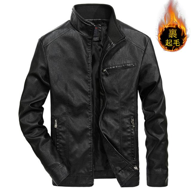 レザージャケット メンズ　ライダースジャケット 革ジャン 裏起毛 ジャケット 立ち襟 ヴィンテージ カジュアル 合皮 着痩 防風
