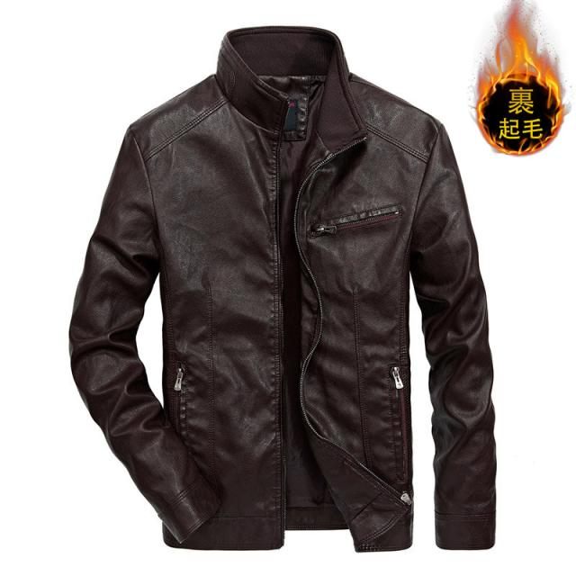 レザージャケット メンズ　ライダースジャケット 革ジャン 裏起毛 ジャケット 立ち襟 ヴィンテージ カジュアル 合皮 着痩 防風