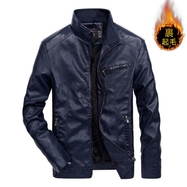 レザージャケット メンズ　ライダースジャケット 革ジャン 裏起毛 ジャケット 立ち襟 ヴィンテージ カジュアル 合皮 着痩 防風