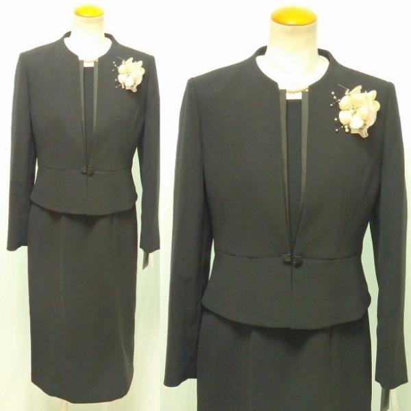 グットプライス ブラックフォーマル 挟み込みサテン ノーカラー衿 自宅で手洗い ウォッシャブル オールシーズン対応 タイトスカート アンサンブル グットプライス ブラックフォーマル 挟み込みサテン ノーカラー衿 自宅