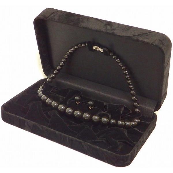 岩佐 (イワサ） ジェット 日本製 グラデーションタイプネックレス ピアス モーニングジュエリー 2点セット