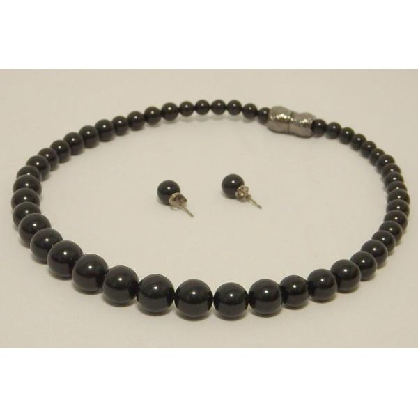 岩佐 (イワサ） ジェット 日本製 グラデーションタイプネックレス ピアス モーニングジュエリー 2点セット 岩佐 (イワサ） ジェット 日本製 グラデーションタイプネックレス