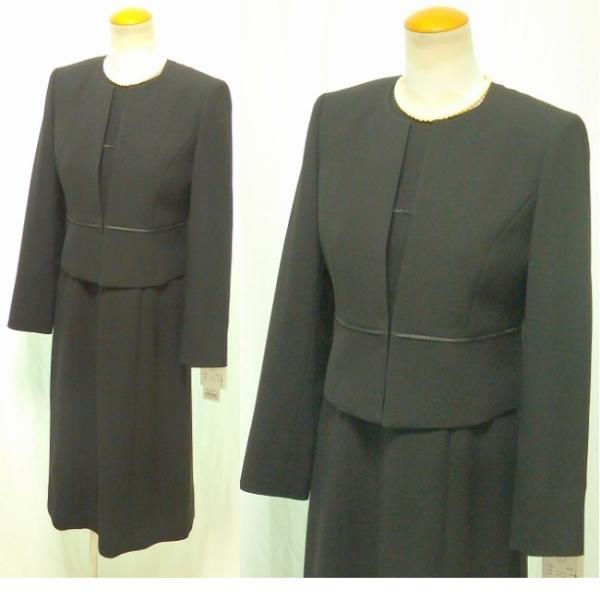 PALMILA パルミラ 日本製 ブラックフォーマル 絶妙サテン使い ノーカラー衿 上質素材 オールシーズン対応 アンサンブル PALMILA パルミラ 日本製 ブラックフォーマル 絶妙サテン使い ノー