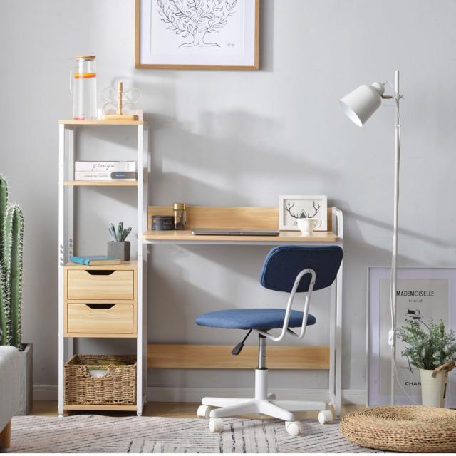 木製デスク 棚付き 引き出しあり ワークデスク 引き出し付き 木製 幅94cm ディスプレイラック （ デスク