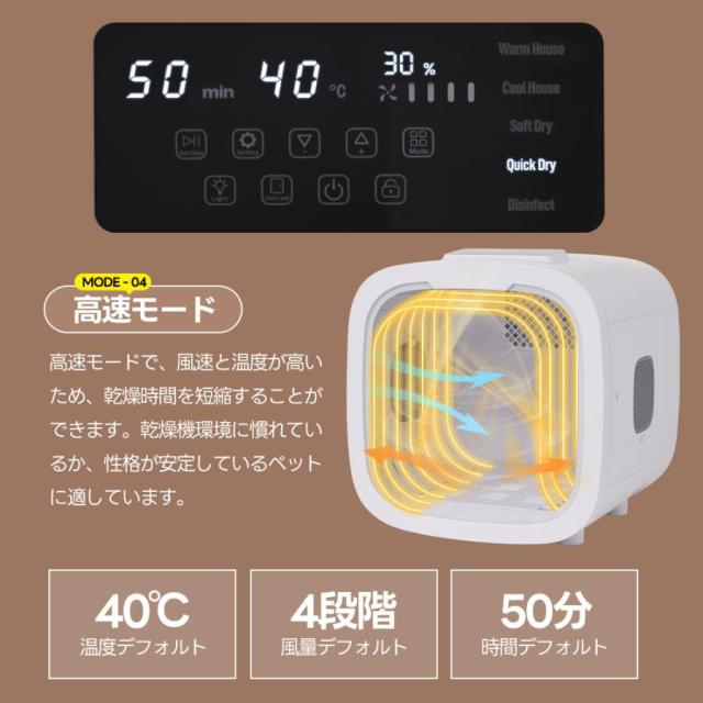 ペットドライヤーボックス ペットドライヤーハウス ペットドライヤールーム ペットドライヤー 猫 犬 50L 12.5kgまで対応 静音 自動_7