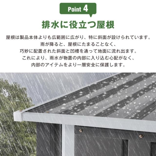 物置 戸外収納庫 屋外 倉庫 大型 おしゃれ スチール 防さび ベランダ 防水 ロック付き 幅99*奥行き105*高160_6