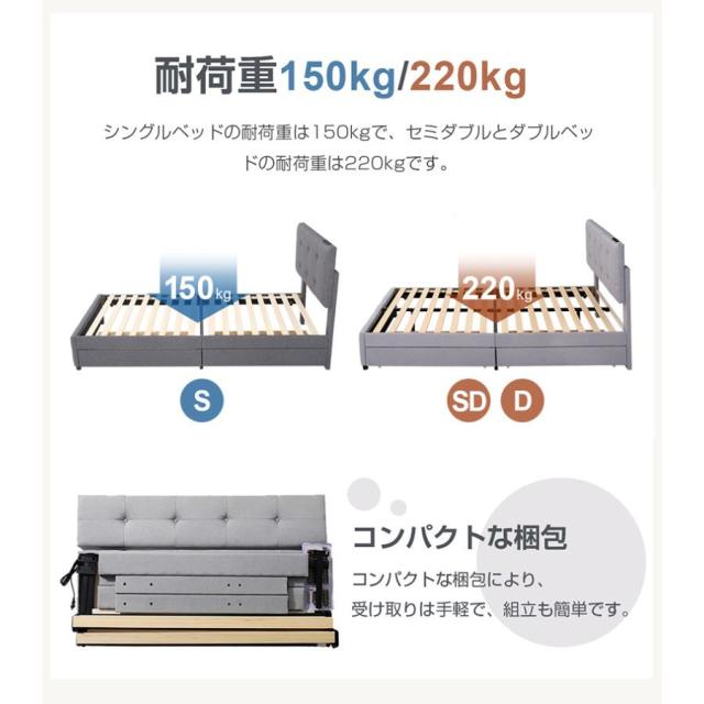 ベッドフレーム シングルベッド 引き出し付き シングル アイアン 大人用 組立簡単 下収納 おしゃれ 木製_14