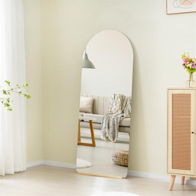 全身鏡姿見鏡スタンドミラーノンフレーム鏡おしゃれ飛散防止木製台170*70CM 全身鏡 姿見鏡 スタンドミラー 鏡 ノンフレーム アーチタイプ