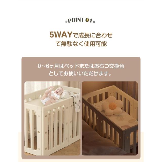 ベビーサークル ベビーゲート ベビーフェンス プレイヤード 5way デスク付き 簡単組立 扉付き 外径186*207cm 内径180*200cm_5