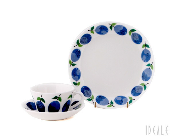 【復刻版】 グスタフスベリ プルーヌス 494-08/3 ティーカップ＆ソーサー+ 494-02 プレート 22cm GUSTAVSBERG Prunus  agesugi_snkの通販は