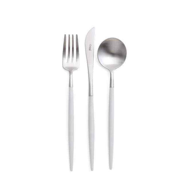 クチポール ゴア ライトグレー デザート3点セット（ナイフ・フォーク・スプーン） Cutipol GOA [ネコポス対応可(6セットまで)] 正規販売代理店 カトラリー agesugi_snkの通販は