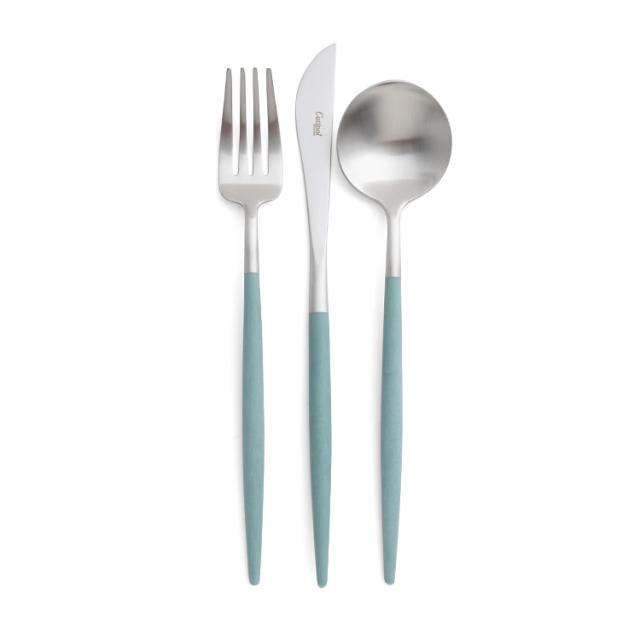 クチポール ゴア ブルーセージ ディナー3点セット（ナイフ・フォーク・スプーン） Cutipol GOA [ネコポス対応可(6セットまで)] 正規販売代理店 カトラリー agesugi_snkの通販は