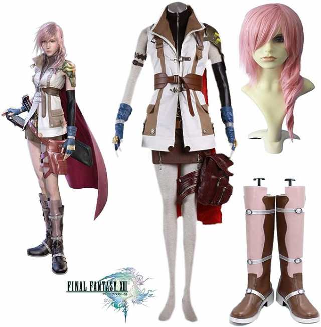 コスプレ衣装 FF13 ファイナルファンタジーXIII ライトニング+靴+wig