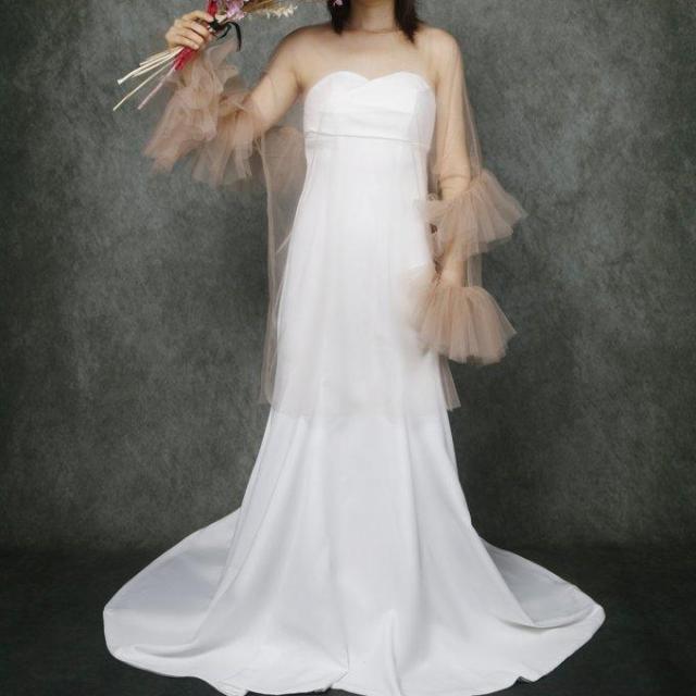 高品質！コーヒーの色 ソフトチュール トップス エアリー感 花嫁/前撮り 6,980円