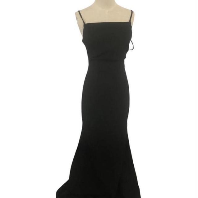 即納！大人気上昇 黒 カラードレス トレーン キャミソール 背中見せ  