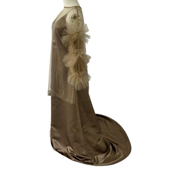 豪華！パーティードレス コーヒーの色 ポンチョ + ソフトチュール  