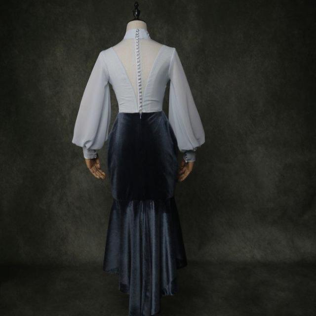 エレガント パーティードレス ふんわりシフォン ビロード マーメイド  