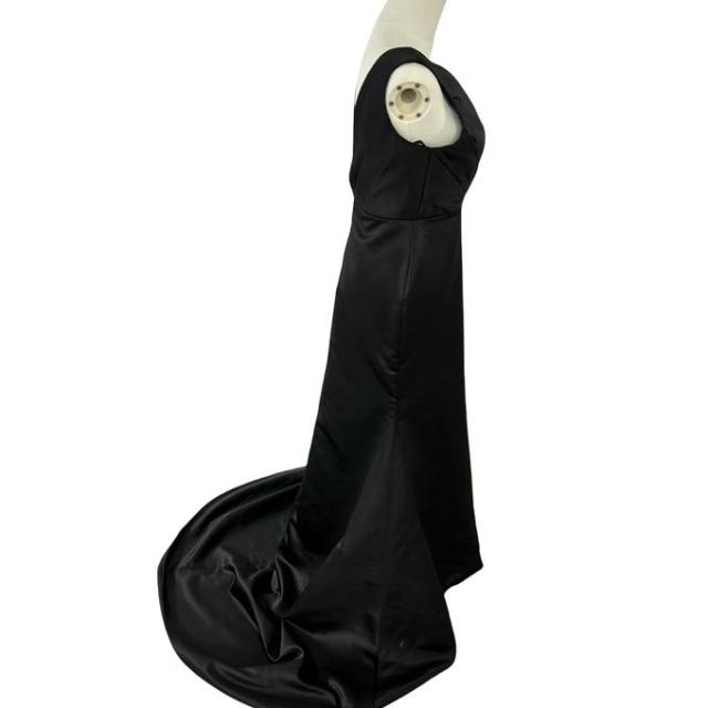 エレガント ブラック パーティードレス Vネック ソフトマーメイド  